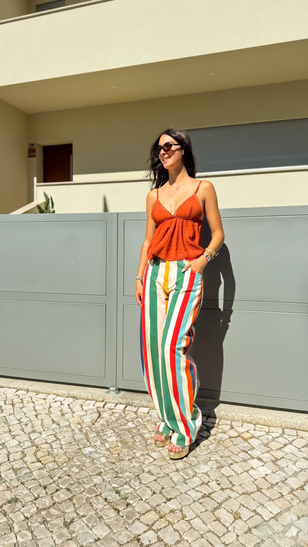 Calça de Ganga Riscas